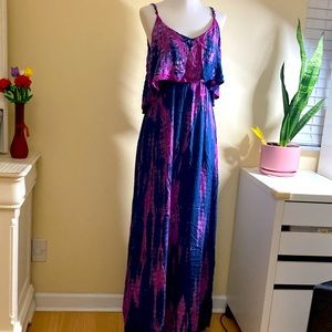 Purple and blue maxi beach dress
